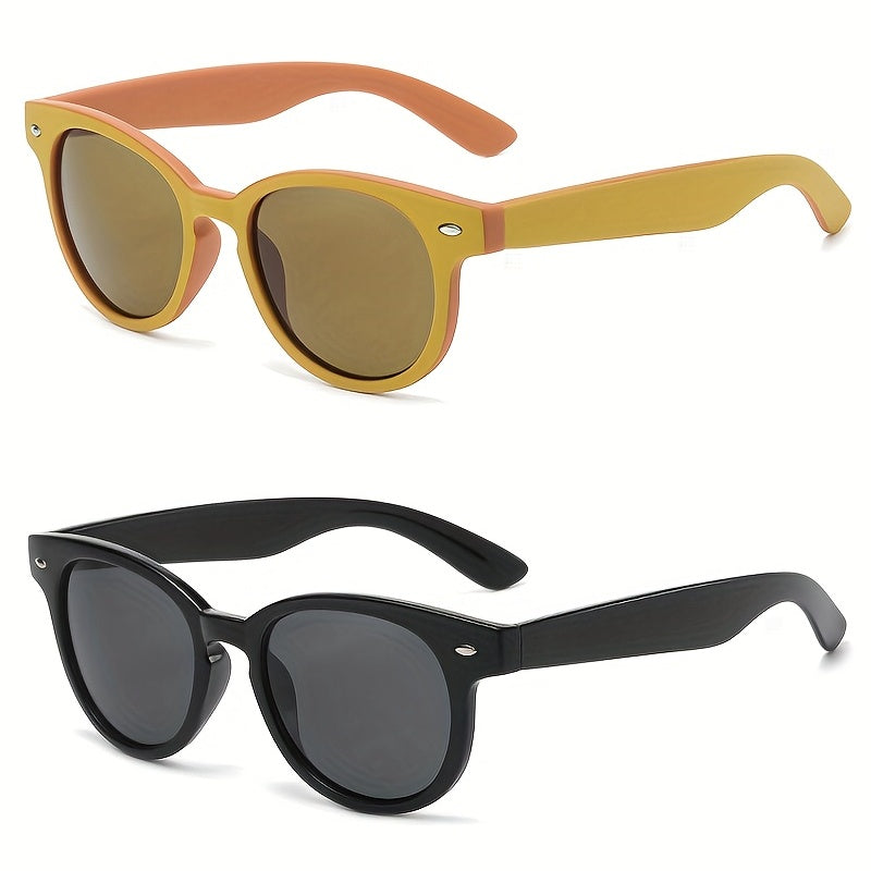 Round Sunglasses Casual Rivet Decor Anti Glare UV400