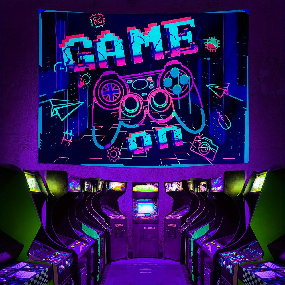 Fluorescent UV Light Tapestry Wall Hanging - Game Night Party Design