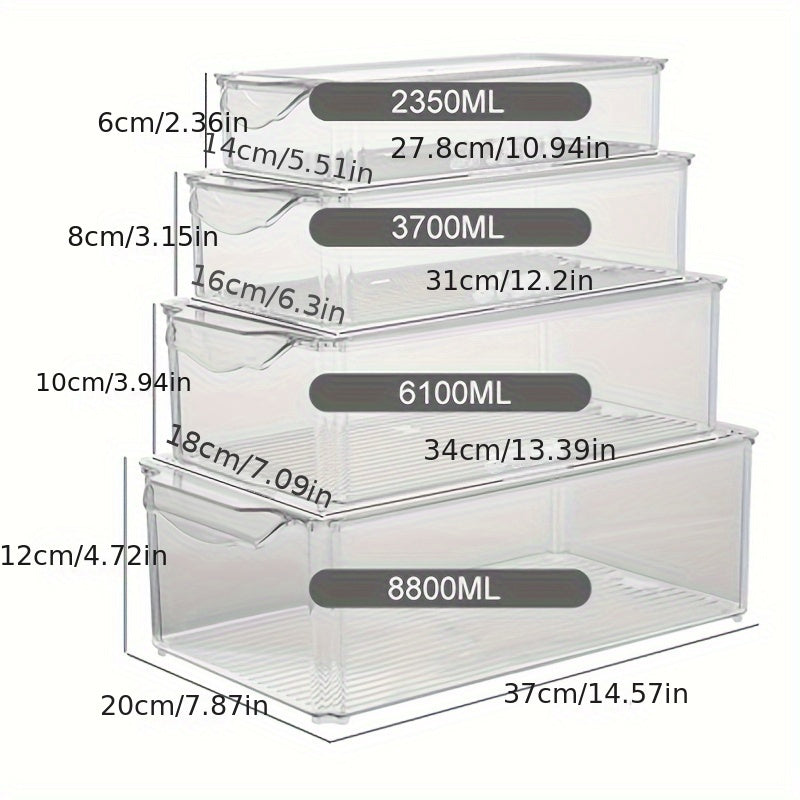4pcs Refrigerator Storage Box Plastic Food Refrigerated Clear Dumpling Box