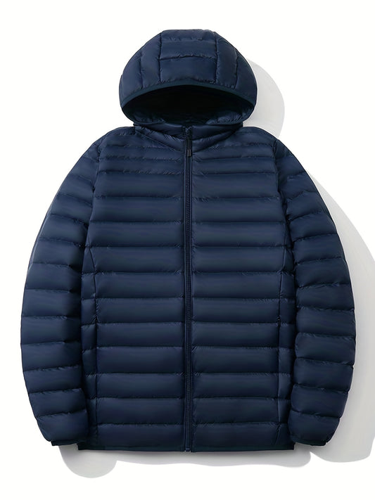 Classic Waterproof Hooded Puffer Jacket Men's Casual Loose Fit Duck Down Coat