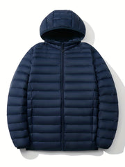 Classic Waterproof Hooded Puffer Jacket Men's Casual Loose Fit Duck Down Coat