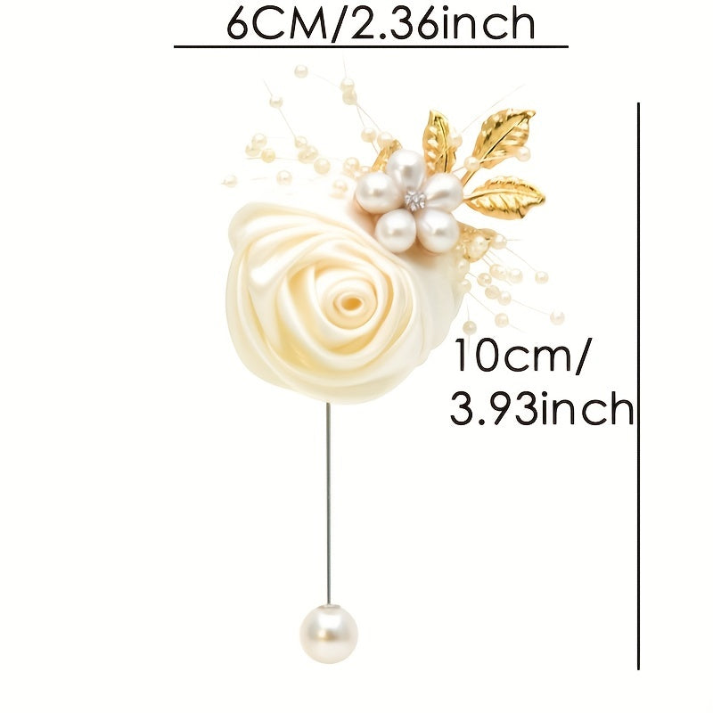 Men's Rose Brooch Wedding Flower Pin Prom