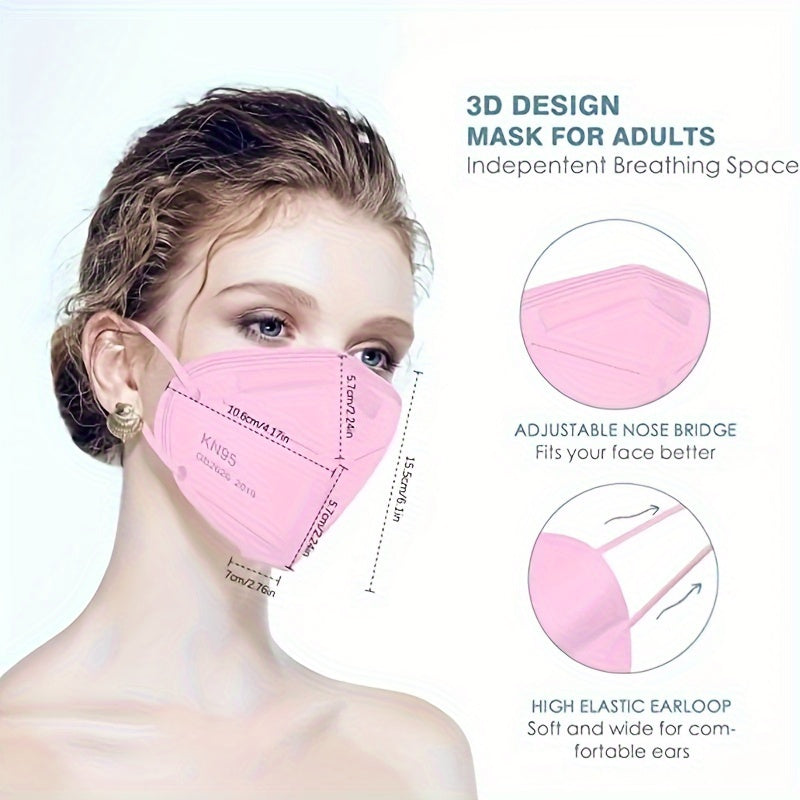 50pcs Multicolor 5-Layer KN95 Masks, 95% Efficiency, PM2.5 Protection