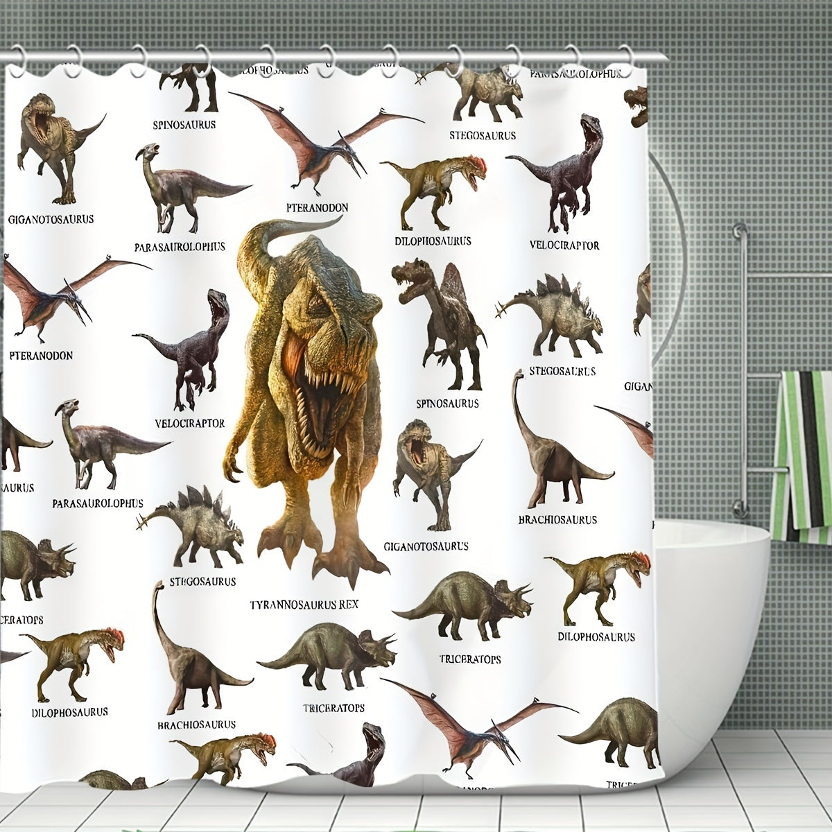 Dinosaur Shower Curtain Set with Bathroom Accessories