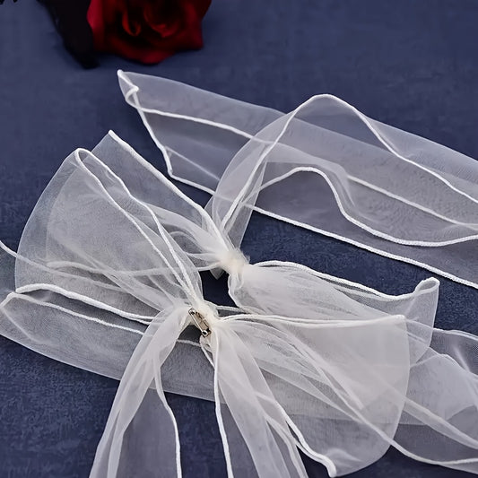2pcs Vintage Bridal Arm Bow Accessories Hand Washable Tulle Material