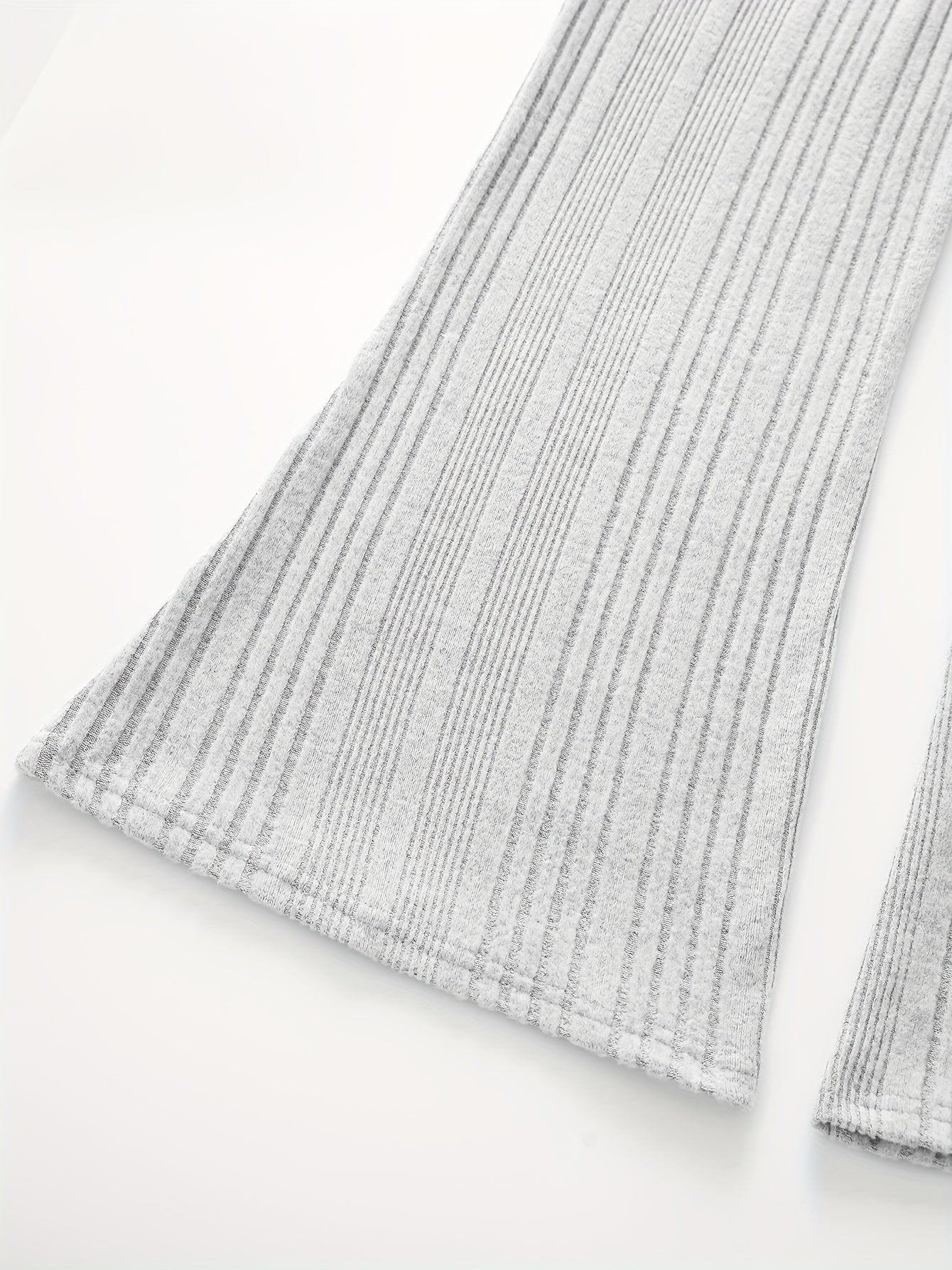  Ribbed Knit High Rise Stretch Pants