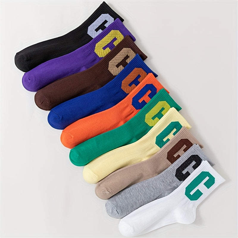 10 Pairs Letter Print Socks Women's Stockings