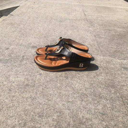 Metal Decor Wedge Slippers Women's Platform Sandals
