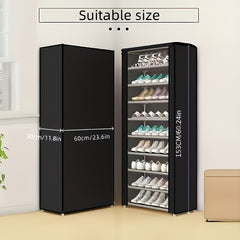 Large Capacity Shoe Rack w/ Dust Proof Curtain Shoes Storage Shelf