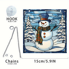 Acrylic Round Christmas Snow Snowman Window Decoration