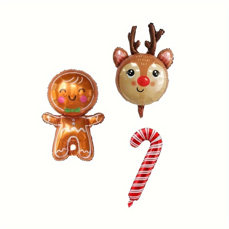 3pcs Christmas Gingerbread Man Candy Foil Balloons
