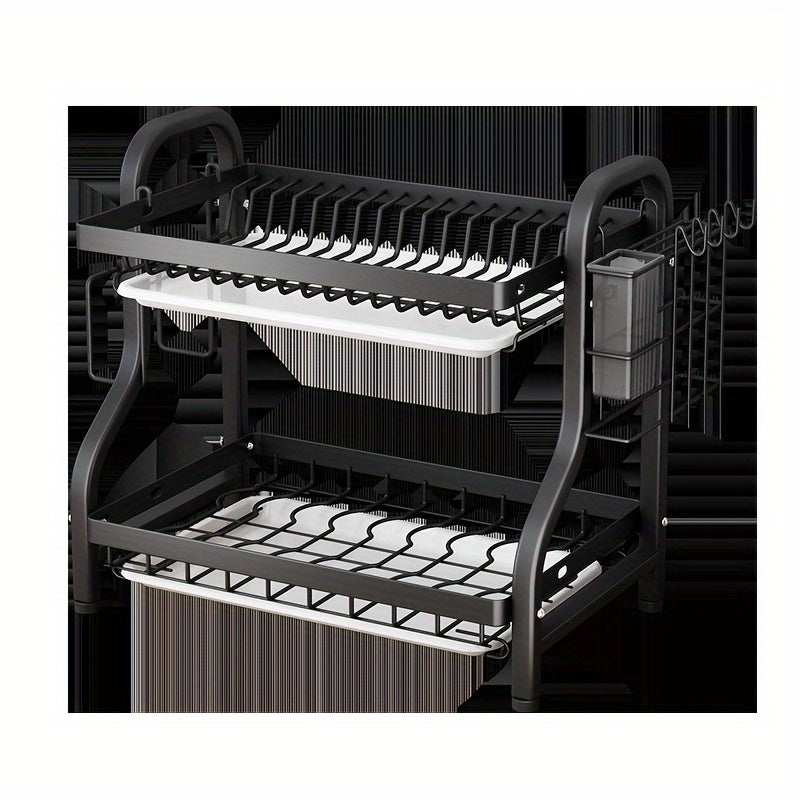 Compact Dish Drying Rack with Drainboard Set