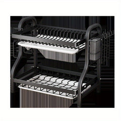 Compact Dish Drying Rack with Drainboard Set