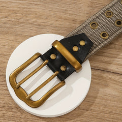 Punk Double Eyelet Canvas Belt Solid Unisex Hip Hop Belt