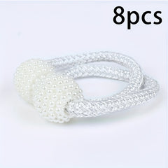 8pcs Magnetic Curtain Straps with Artificial Pearls for Home Decoration