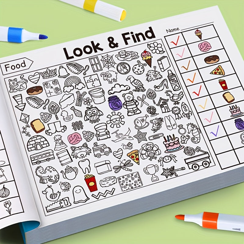 Kids Hidden Pattern Book - Dinosaur, Food, Snowflakes, Fruits