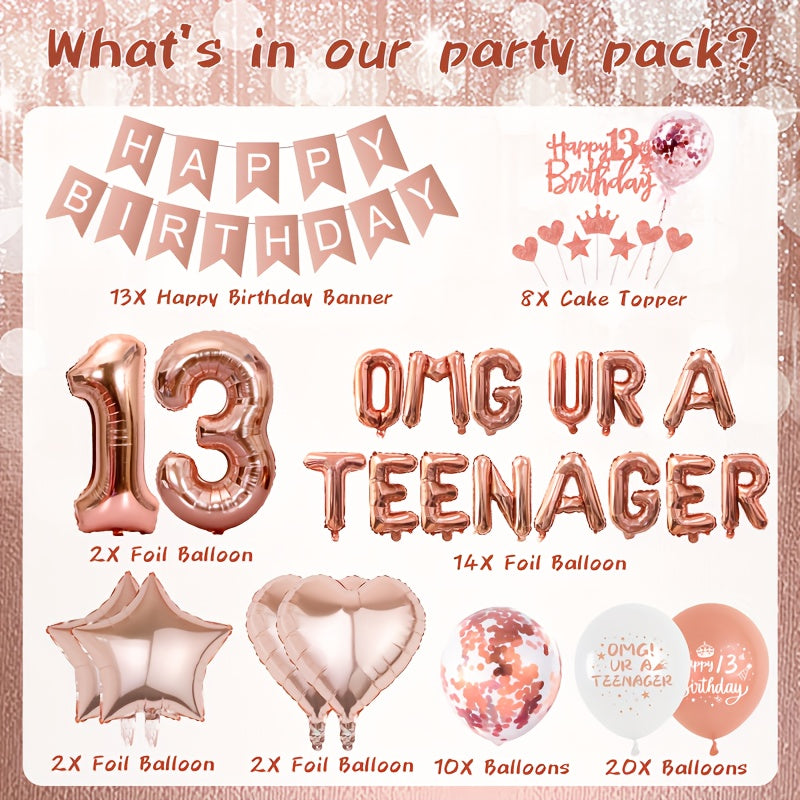 13th Birthday Decorations For Girls Rose Golden Party Supplies