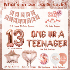 13th Birthday Decorations For Girls Rose Golden Party Supplies