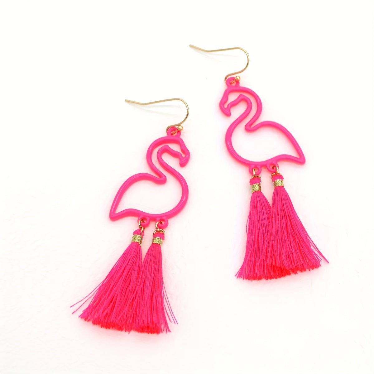 Hot Pink Flamingo Tassel Dangle Earrings Women Party Costume Accessory