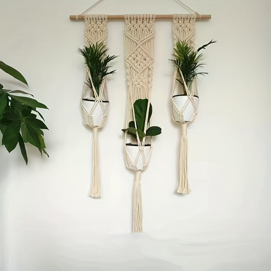 Macame Tassel Tapestry Flower Basket Plant Coat Hanger Wall Pendant