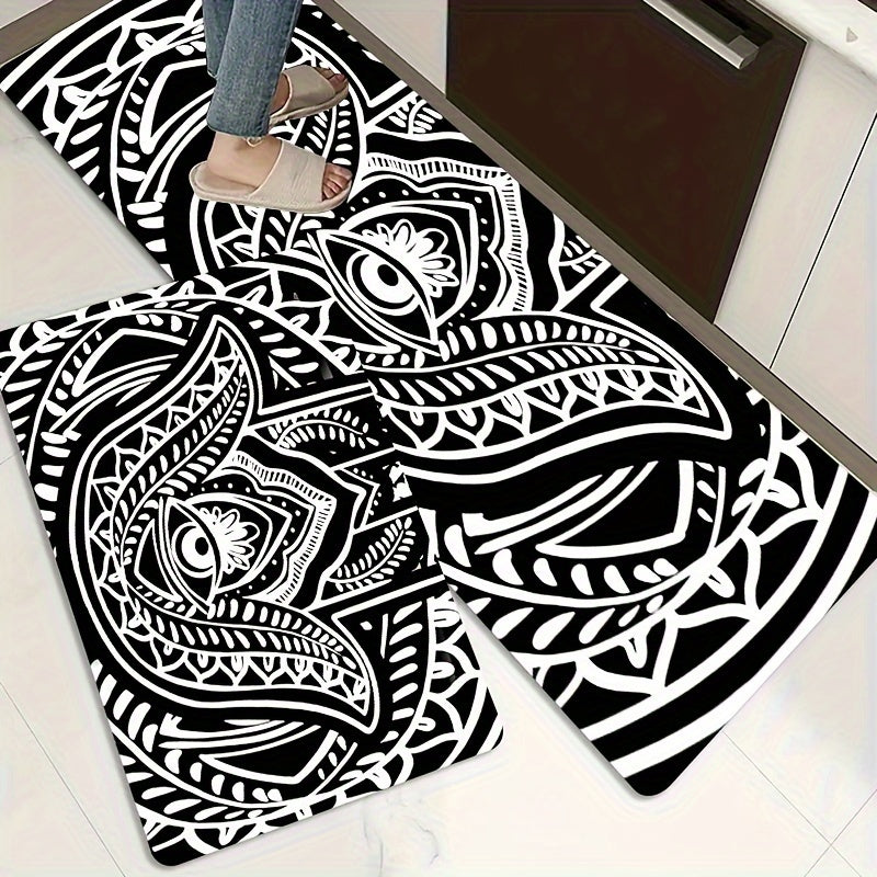 Abstract Eye Pattern Kitchen Mat Non Slip Waterproof Entrance Doormat