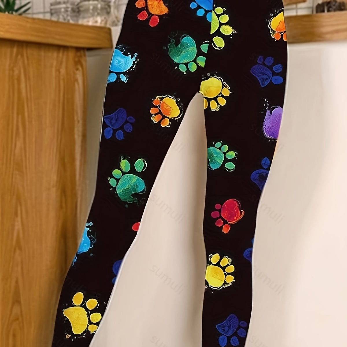 Dog Paw Print Skinny Leggings High Waist Stretchy Leggings