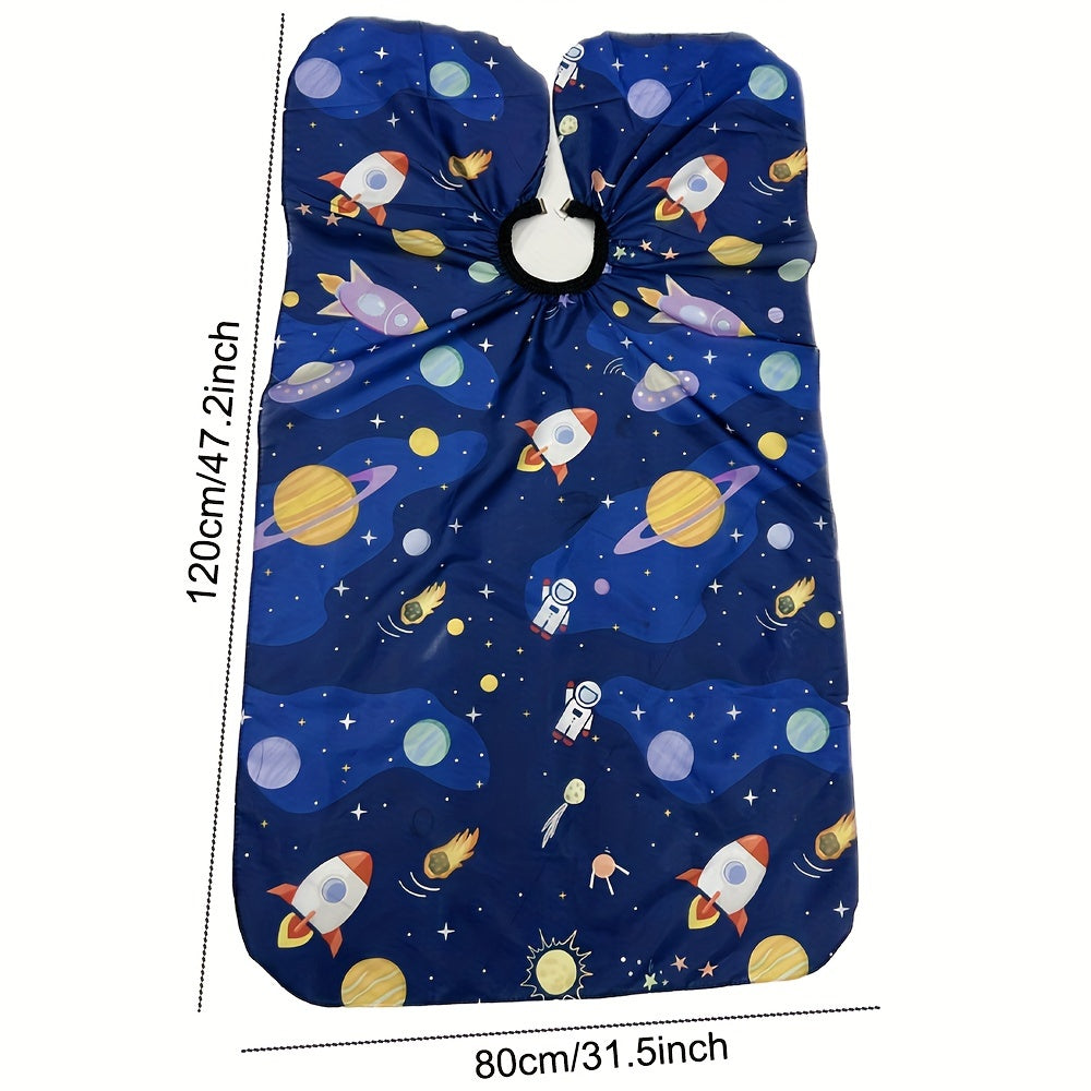 Cartoon Space Pattern Barber Cape Water Resistant Cloth Easy Clean Unisex