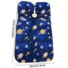 Cartoon Space Pattern Barber Cape Water Resistant Cloth Easy Clean Unisex