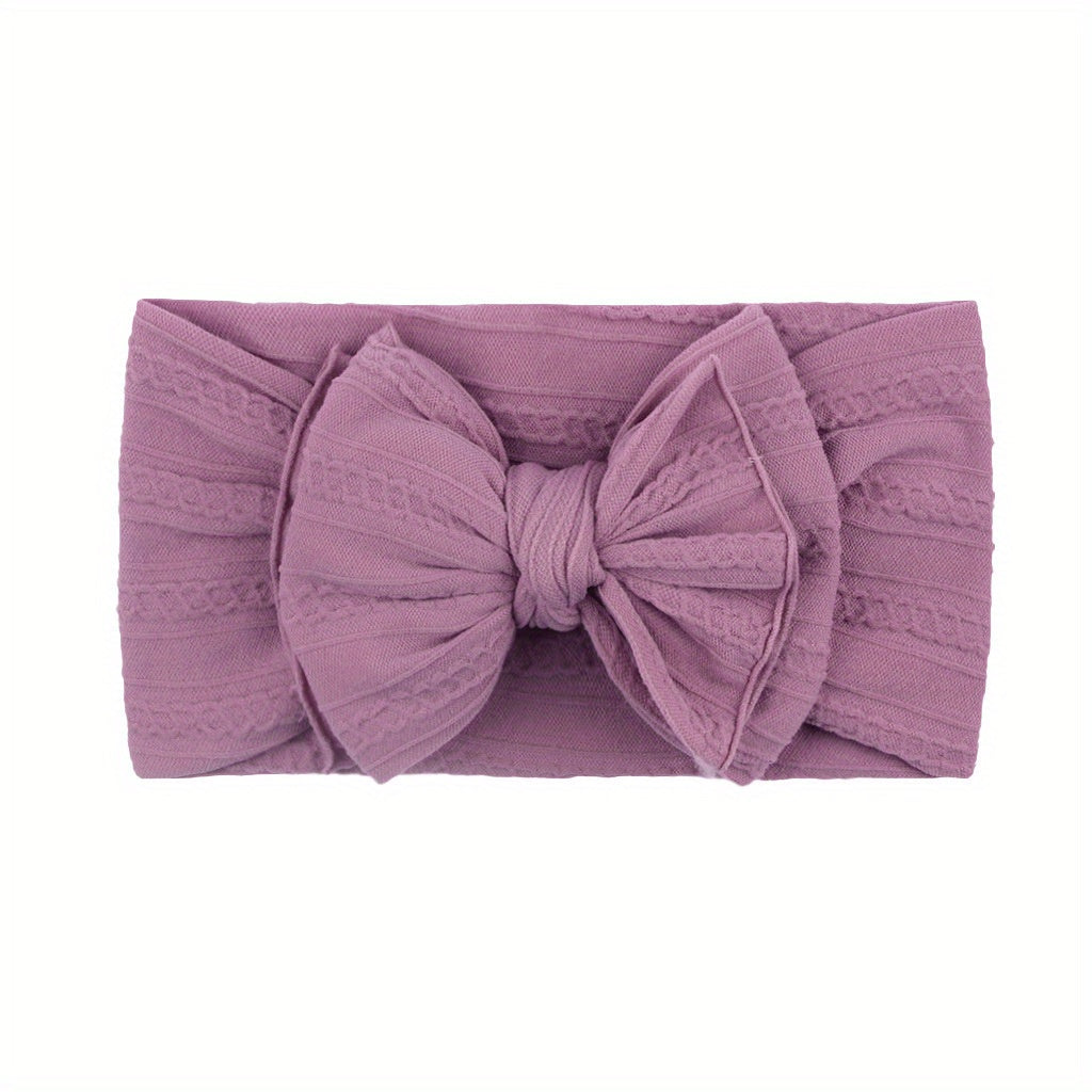 Jacquard Bow Soft Elastic Headband for Baby Girls