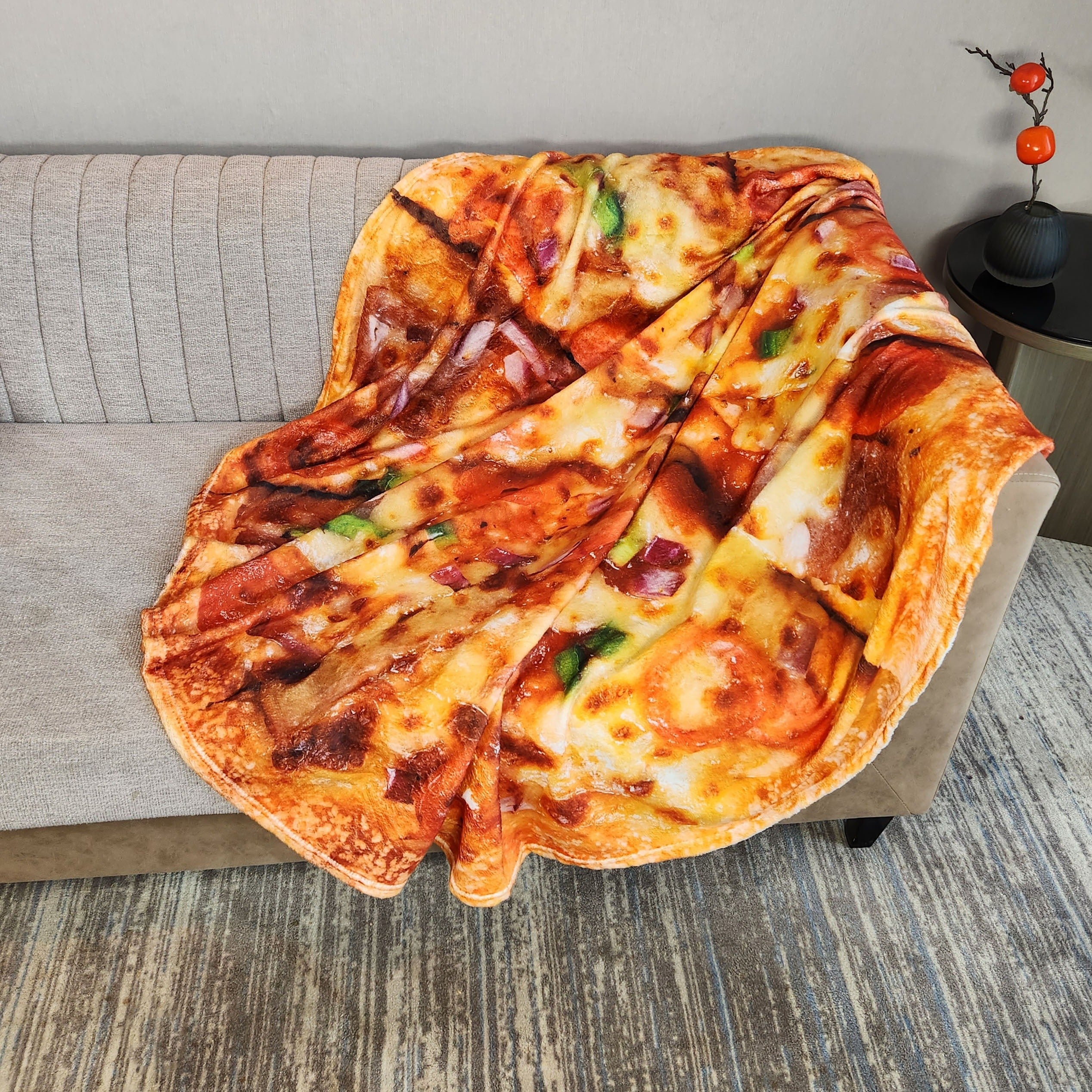 Funny Pizza Digital Printing Flannel Leisure Blanket