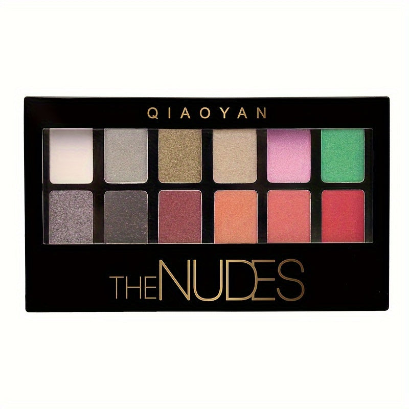 12-Color Nude Eyeshadow Palette with Mirror & Brush