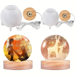 Large Sphere Light Resin Molds with Wooden Base