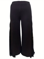  Lace Elastic High Rise Wide Leg Trousers