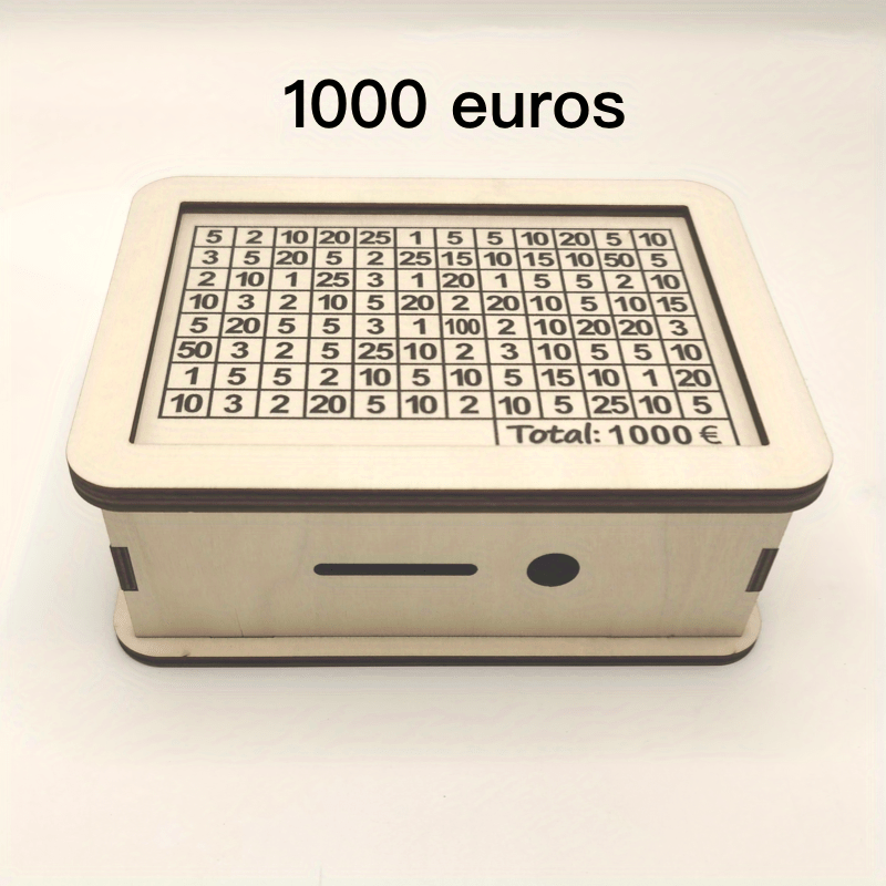Creative Wooden Money Saving Box With 1000 500 Savings Plan Table