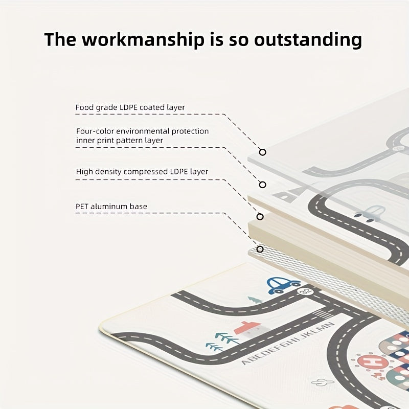 Foldable Baby Play Mat Crawling Carpet Puzzle Mat with Cartoon Activity Rug