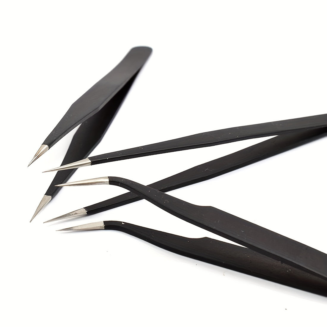 2pcs Precision Stainless Steel Tweezers for Eyelash Extension Nail Sticker Gems