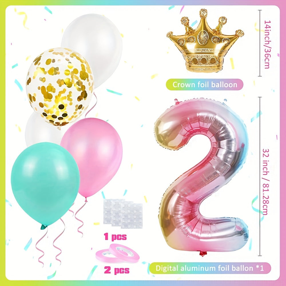 2nd Birthday Party Decorations Set, Pink Star Foil Balloon