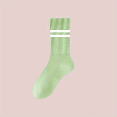 Comfy Striped Trim Non-slip Yoga Socks 2 Pairs