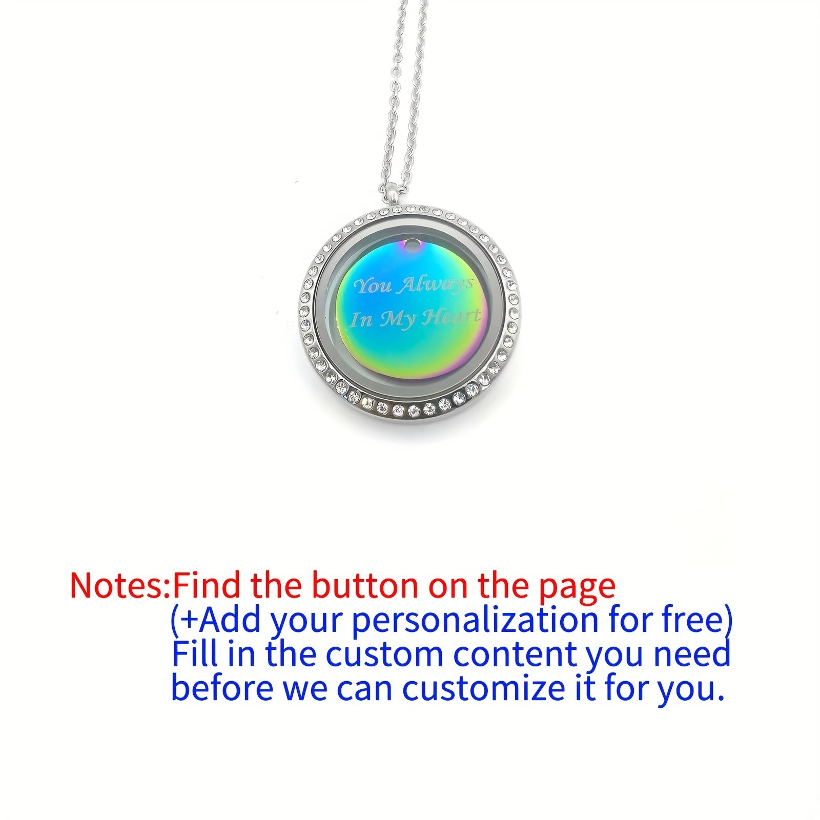 Personalized Silver Rhinestone Pet Memorial Pendant with Engraving