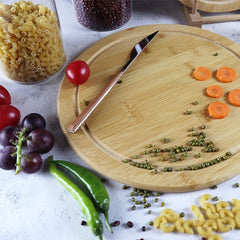 Natural Bamboo Round Cutting Board for Kitchen Chopping