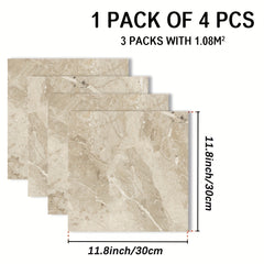 4pcs Marble Pattern Floor Stickers Non Slip Waterproof Tile