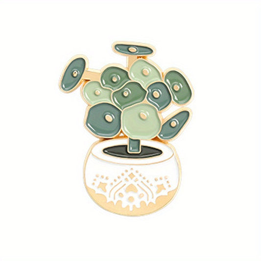 Cartoon Plant Brooch Turtle Back Bamboo Cactus Aloe Pin