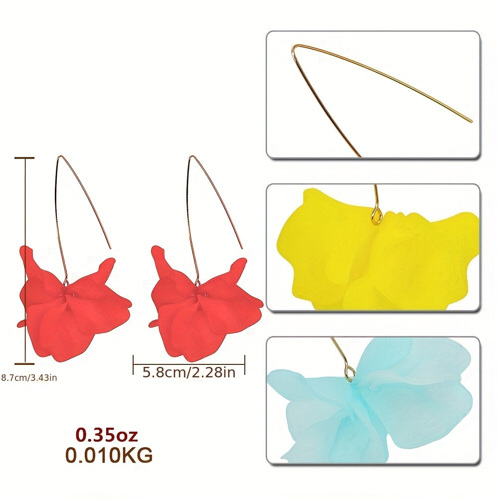 Exaggerated Flower Boho Dangle Earrings Resin Jewelry Female Gift