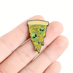 Triangle Alien Pizza Enamel Brooch