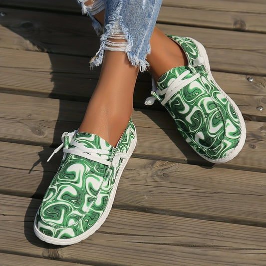 Women's Colorblock Flat Canvas Shoes Slip On Lightweight Comfy Shoes