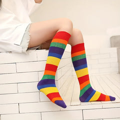 Rainbow Candy Striped Knee Socks for Kids 3-8yrs