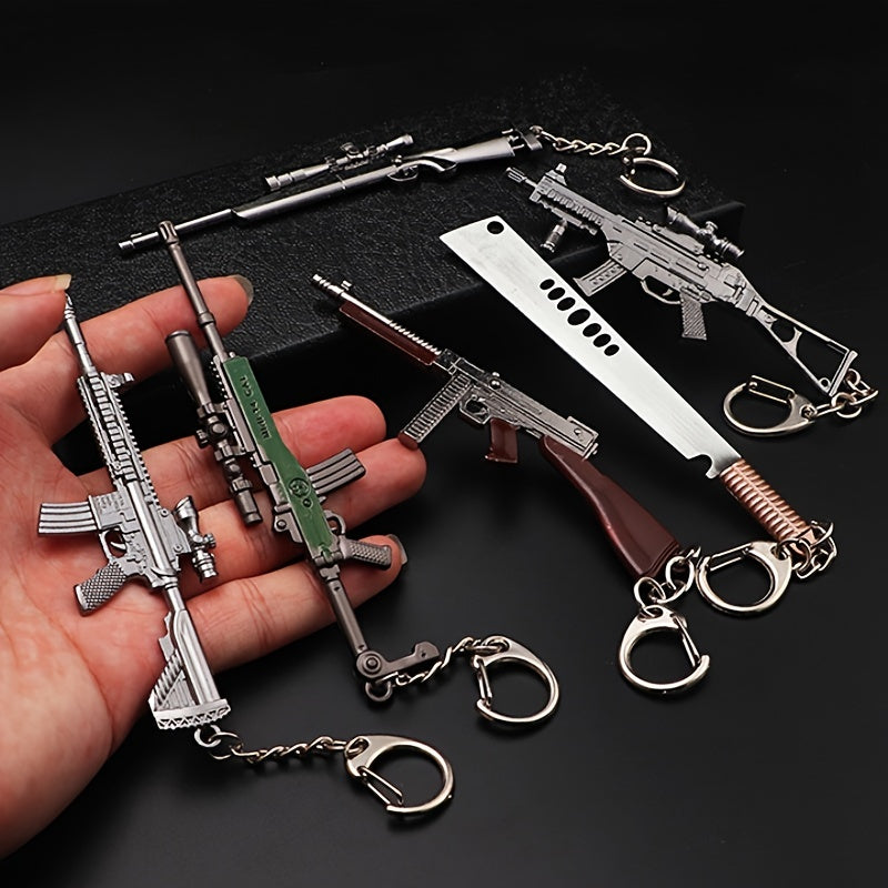 Alloy Toy Gun Model Keychain for Men and Boys