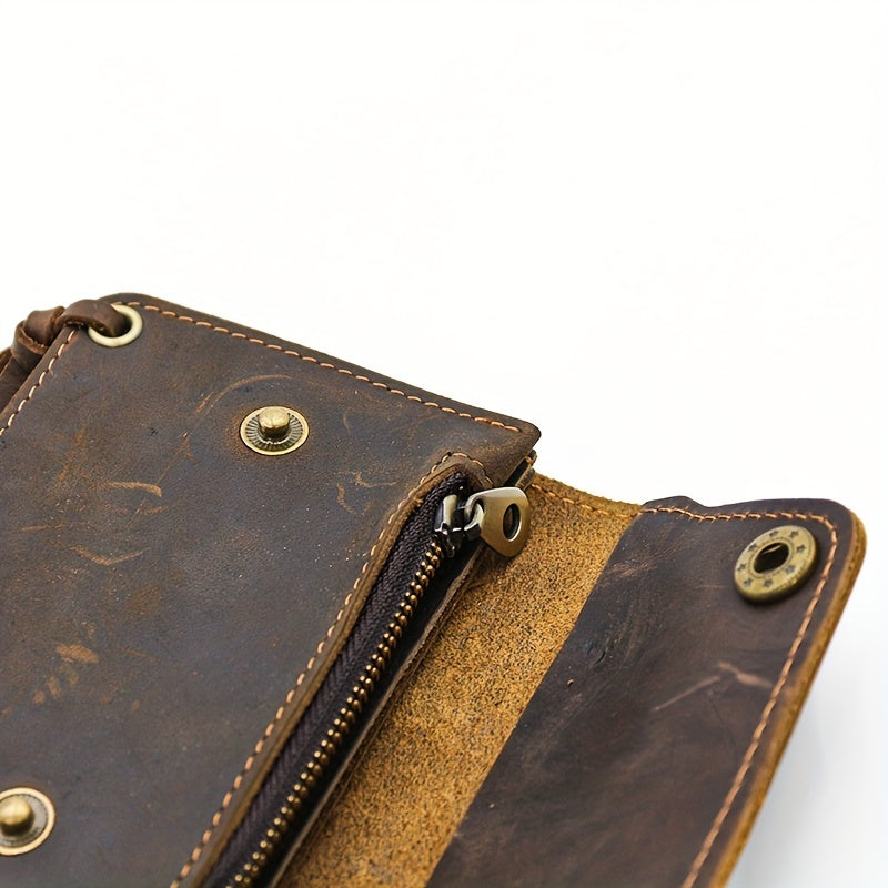 Vintage Crazy Horse Leather Wallet with Coin Pocket