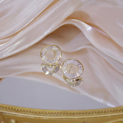 Geometric Crystal Hollow Circle Stud Earrings - Fine Jewelry for Women
