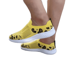 Leopard Print Sock Shoes Breathable Low Top Casual Walking Shoes